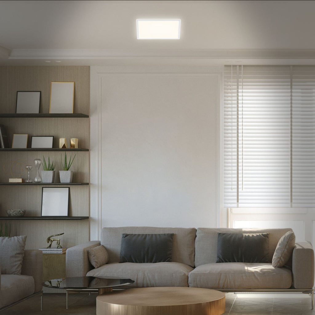 Bakside av LED taklampe Slim kvadratisk 29,3x29,3 cm 18W nøytralhvit