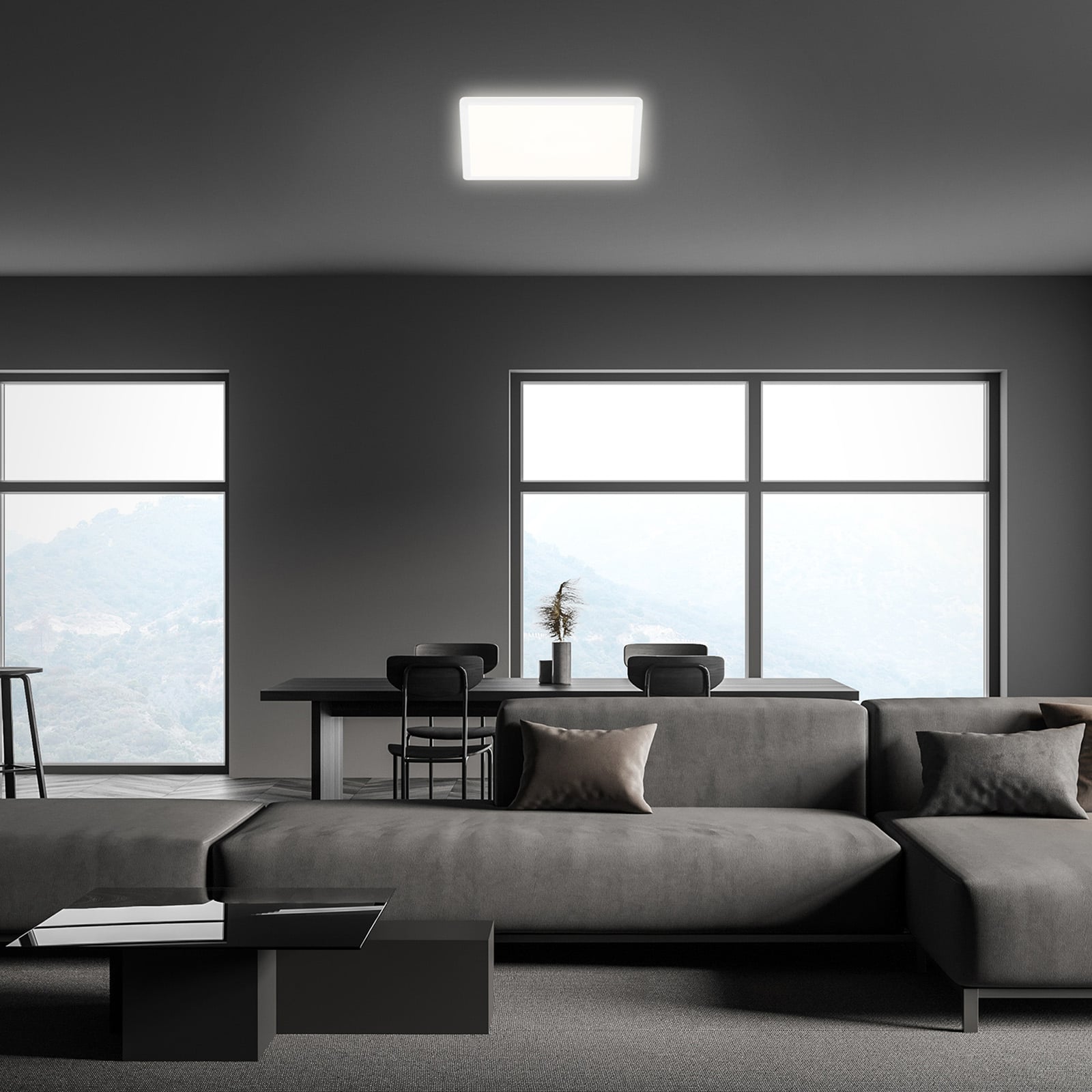 Detalj av LED taklampe Slim kvadratisk 29,3x29,3 cm 18W nøytralhvit