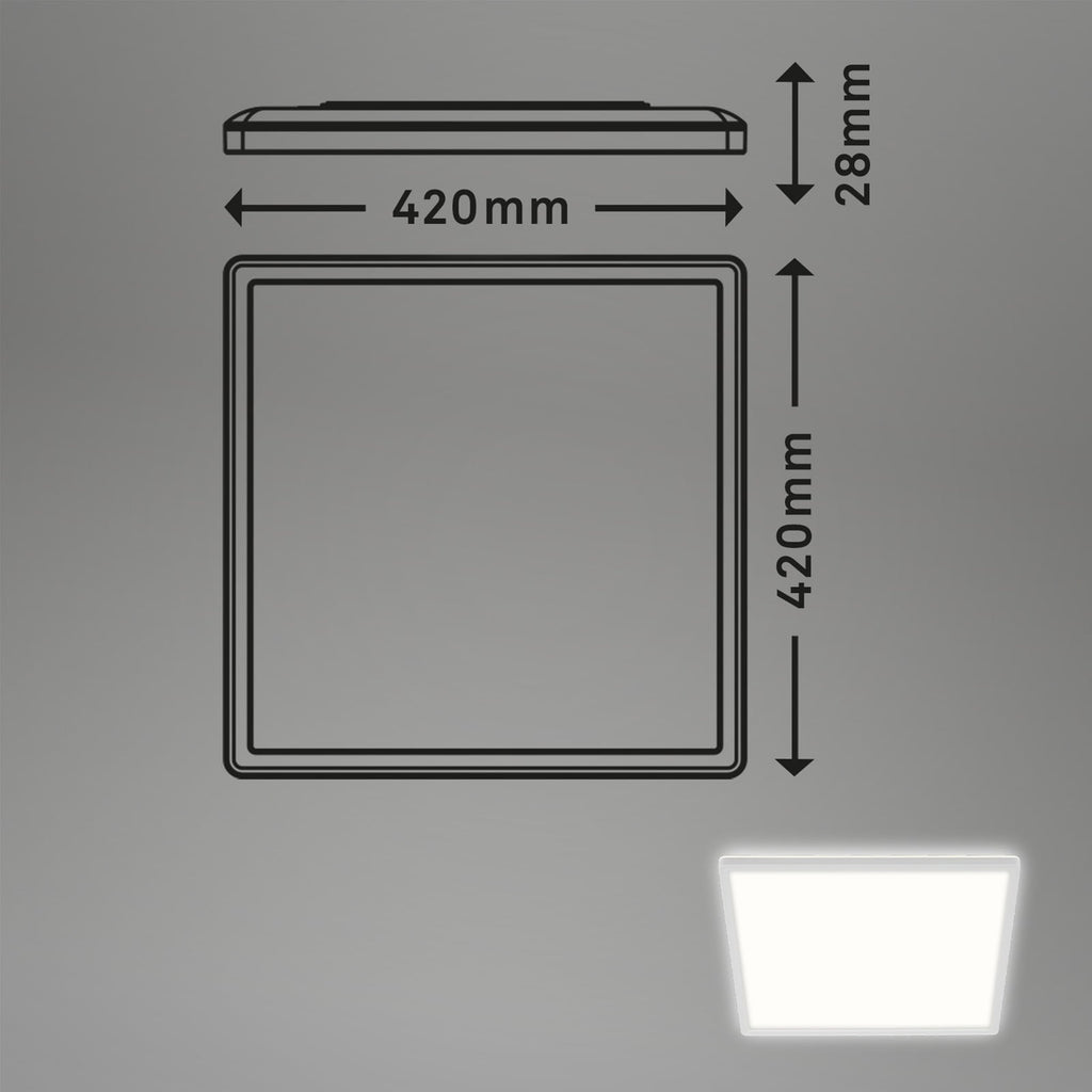 LED taklampe Slim kvadratisk hvit 42x42 cm 22W nøytralhvit lysdetalj