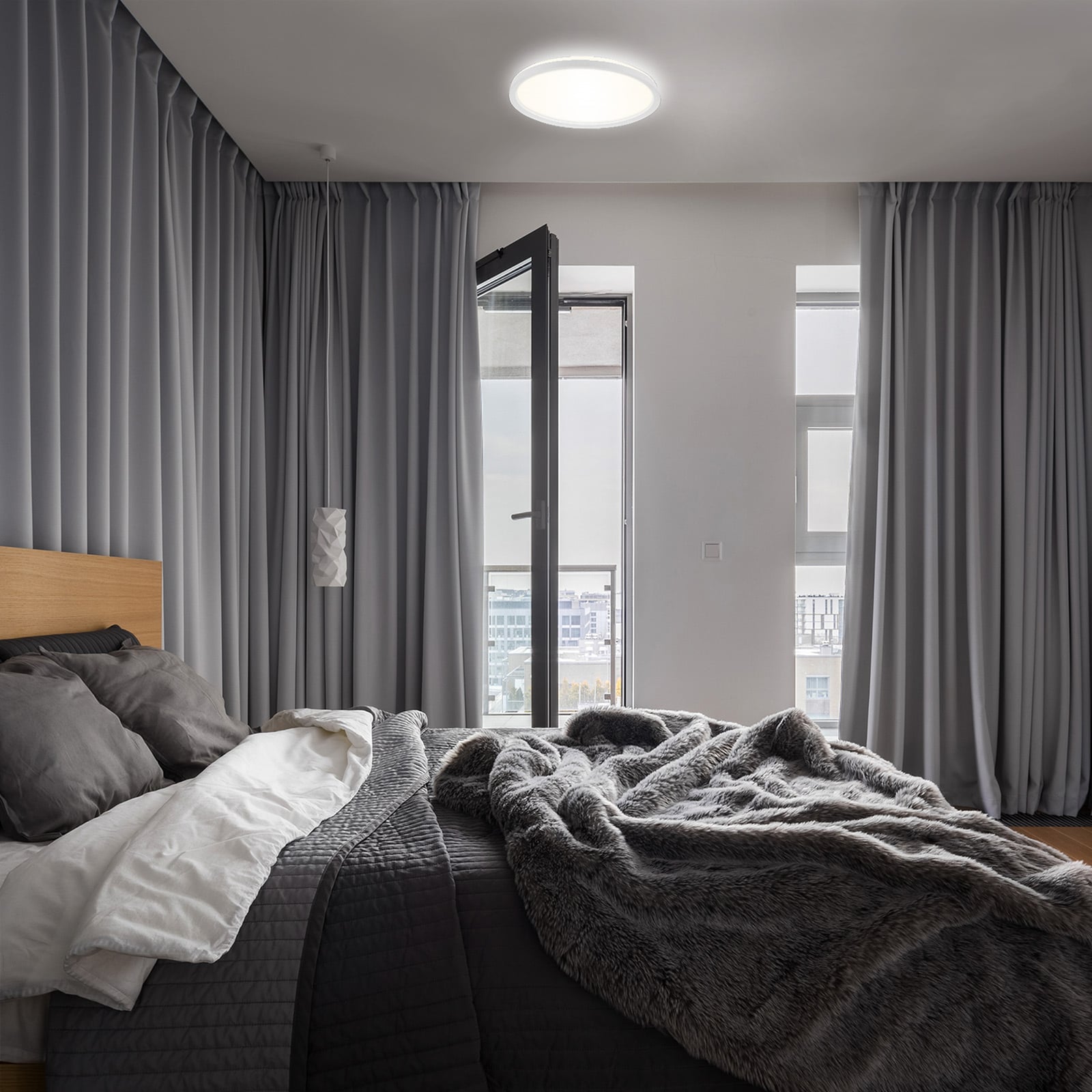 LED taklampe Slim rund hvit Ø29,3 cm 18W nøytralhvit bakside