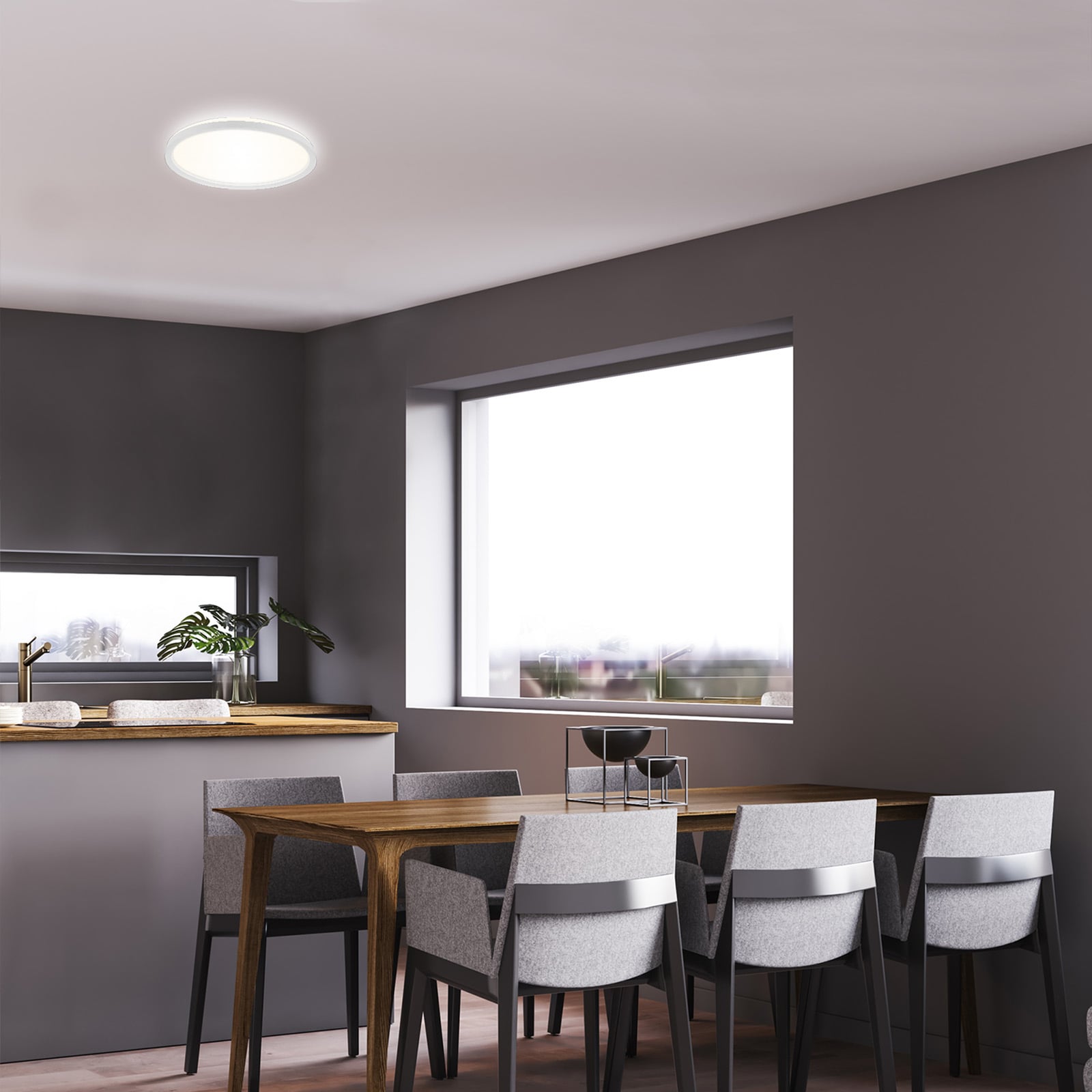 LED taklampe Slim rund hvit Ø29,3 cm 18W nøytralhvit detalj