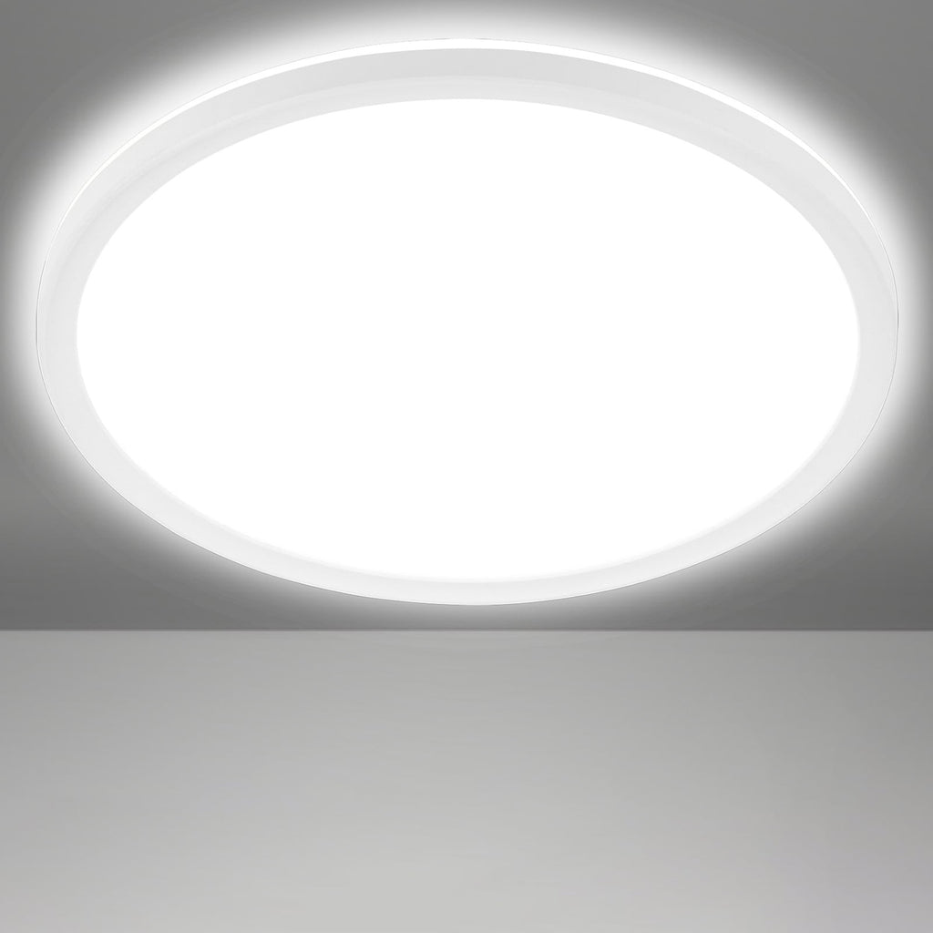 LED taklampe Slim rund hvit Ø29,3 cm 18W nøytralhvit nærbilde av lys