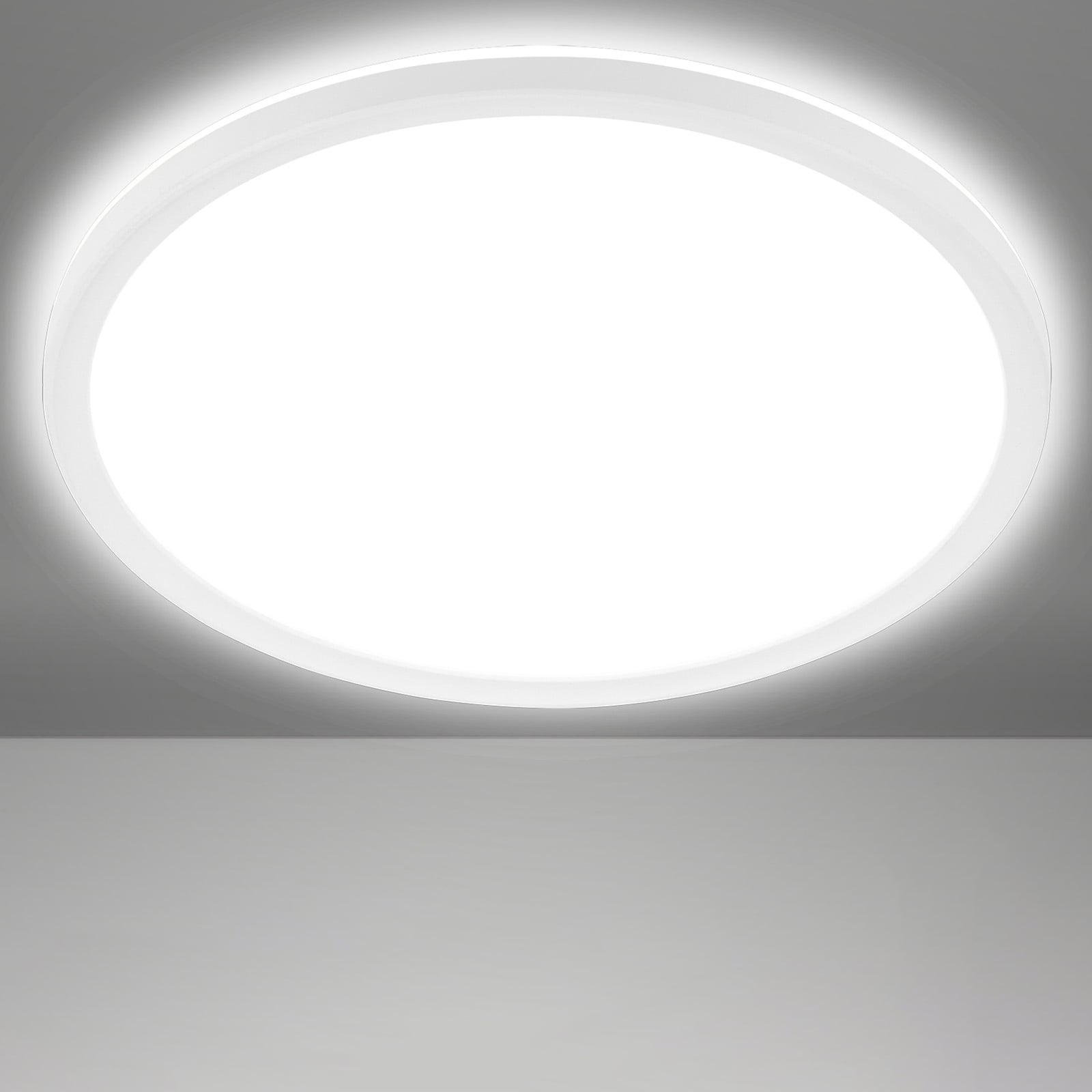 LED taklampe Slim rund hvit Ø29,3 cm 18W nøytralhvit nærbilde av lys