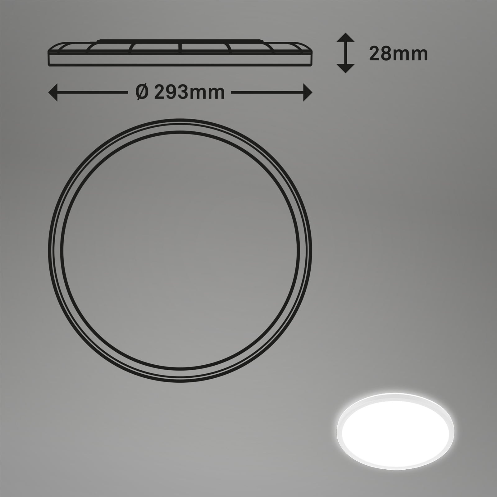 LED taklampe Slim rund hvit Ø29,3 cm 18W nøytralhvit profilbilde