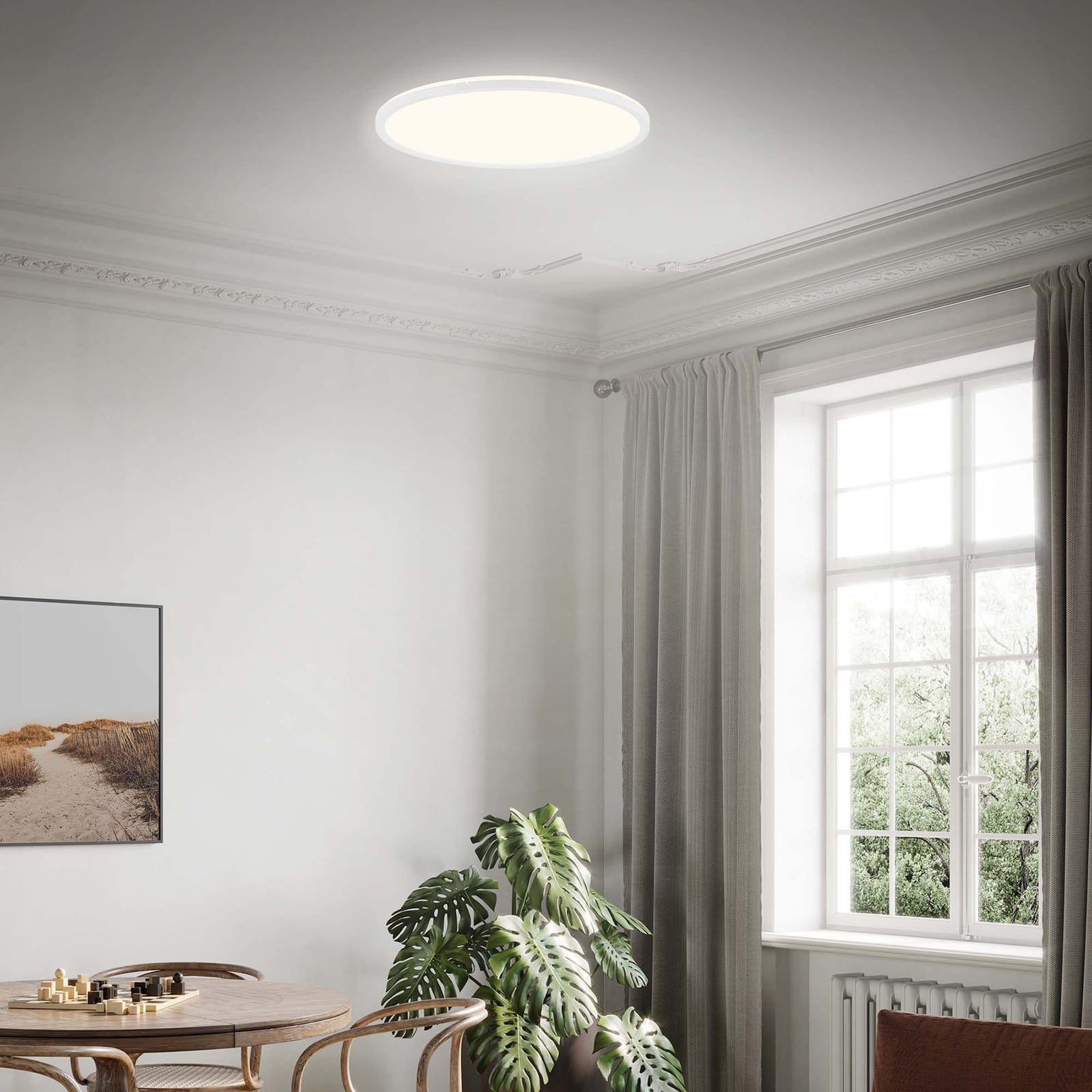 LED taklampe Slim rund hvit Ø42 cm 22W nøytralhvit bakside