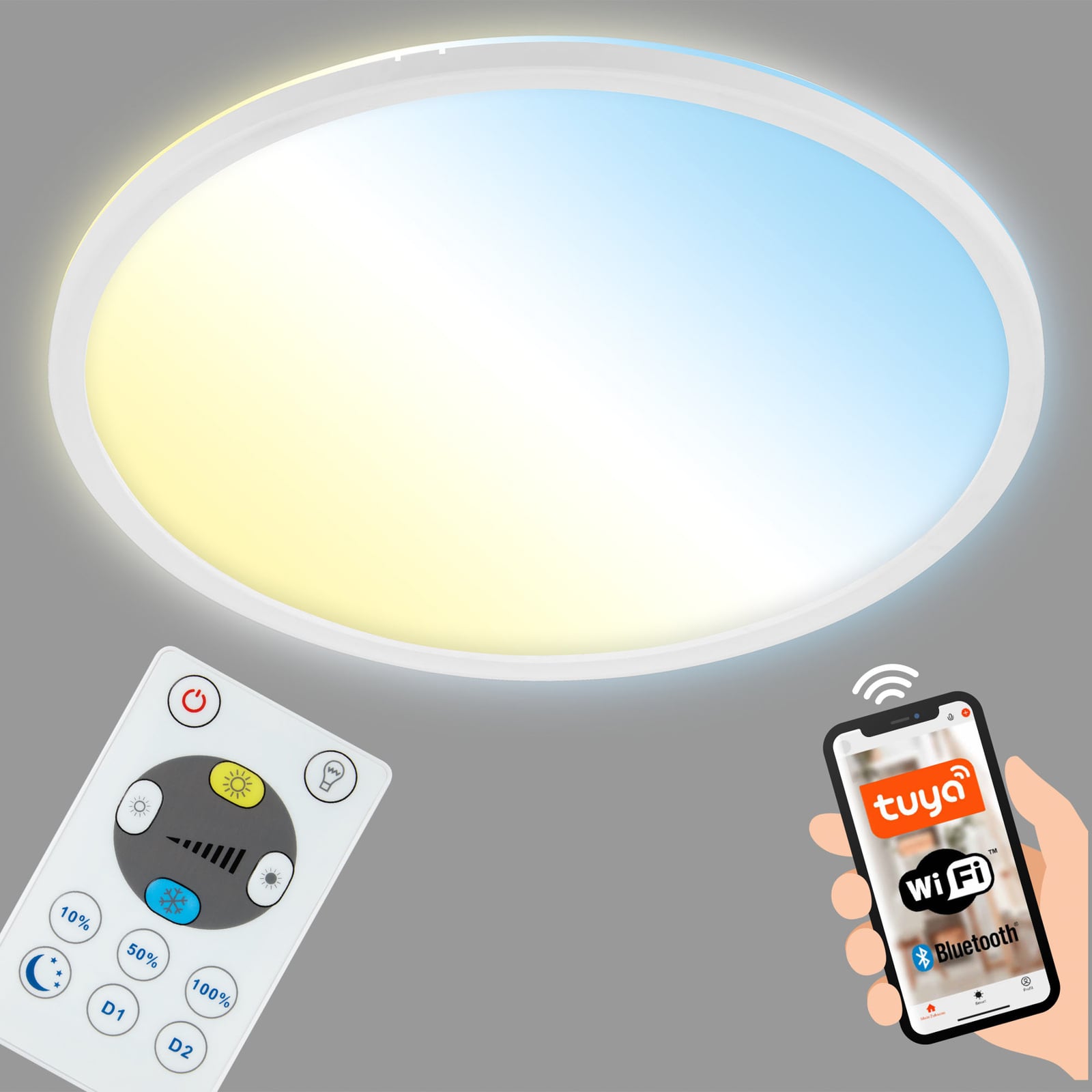 LED taklampe Slim S dimbar CCT hvit nærbilde