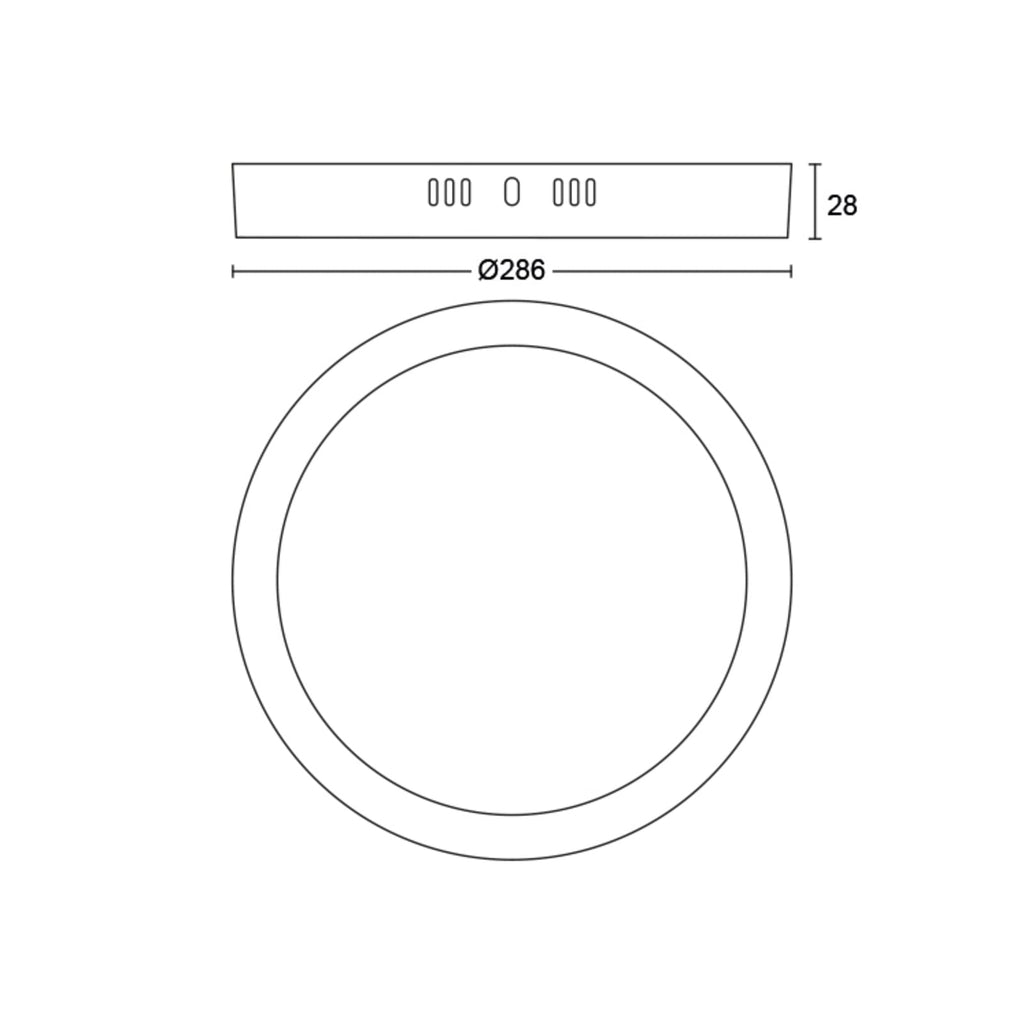Detalj av LED taklampe Slim Surface svart Ø28,6 cm 20W varmhvit Philips