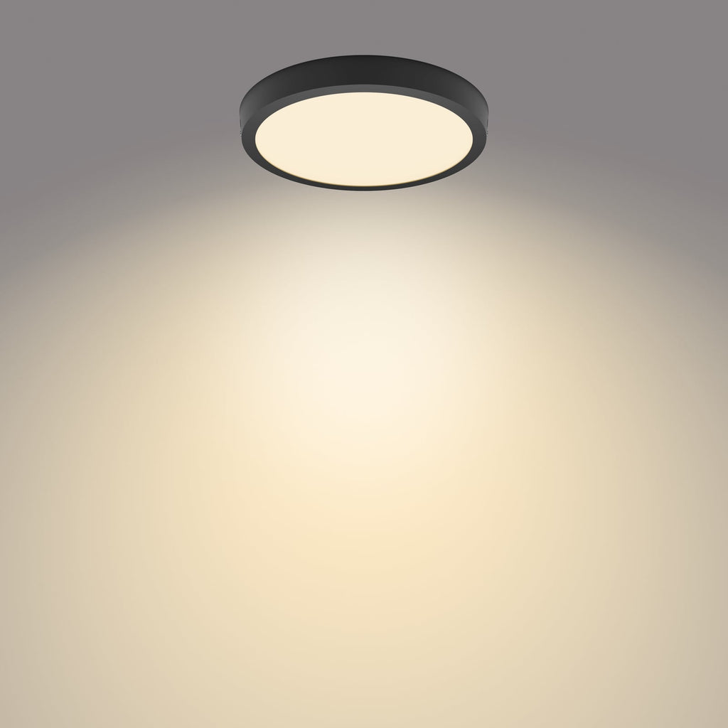 Montert LED taklampe Slim Surface svart Ø28,6 cm 20W varmhvit Philips i tak