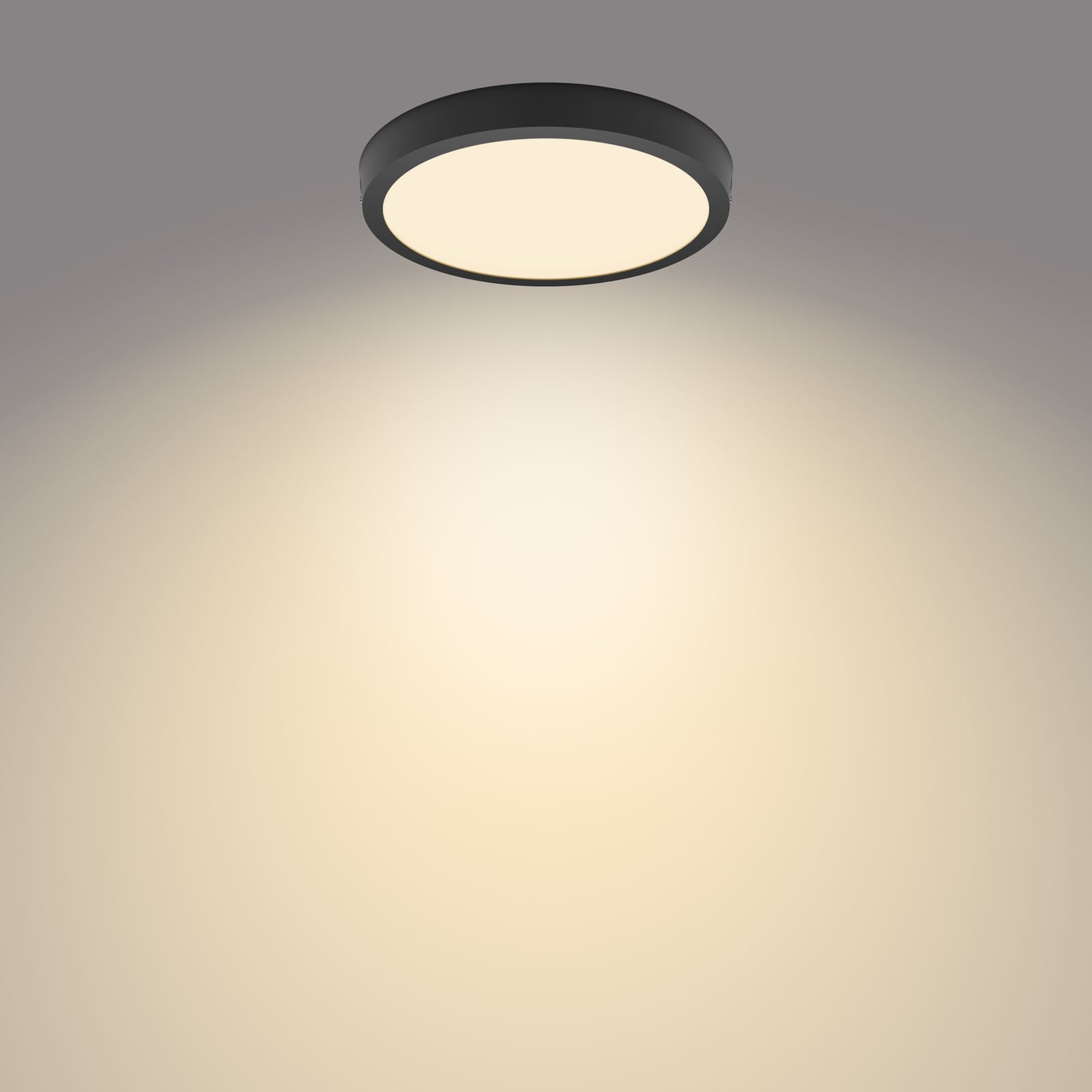 Montert LED taklampe Slim Surface svart Ø28,6 cm 20W varmhvit Philips i tak
