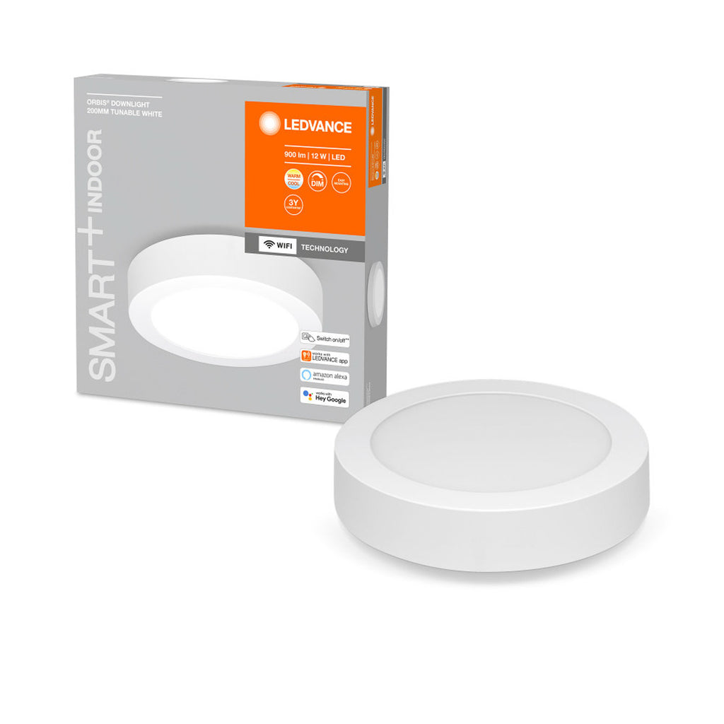 Nærbilde av LED taklampe smart WiFi dimbar hvit Ø20 cm 12W CCT LEDVANCE SMART+