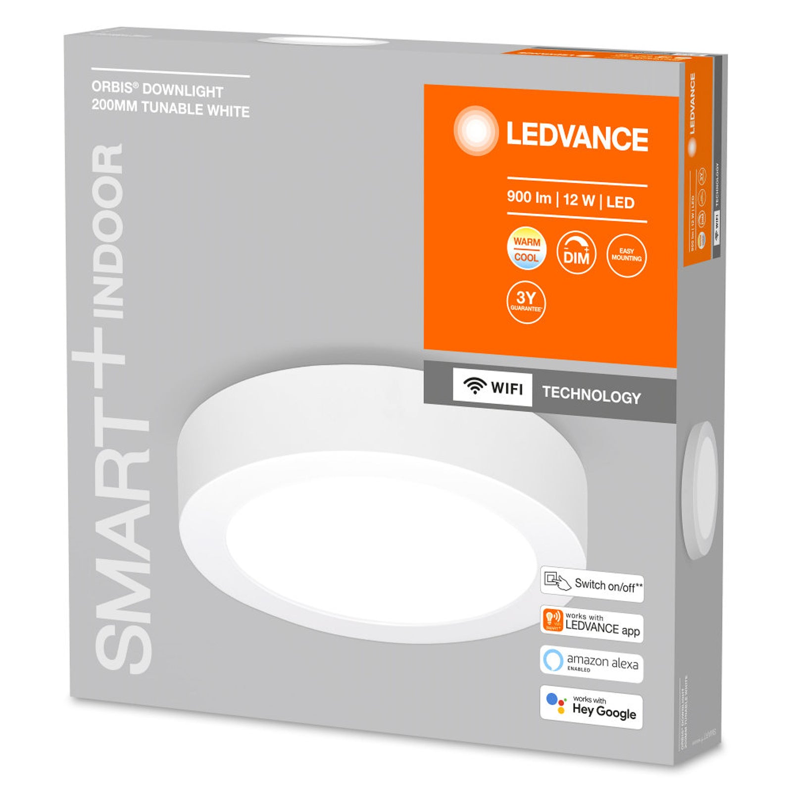 LED taklampe smart WiFi dimbar hvit Ø20 cm 12W CCT LEDVANCE SMART+ lysstyrkejustering