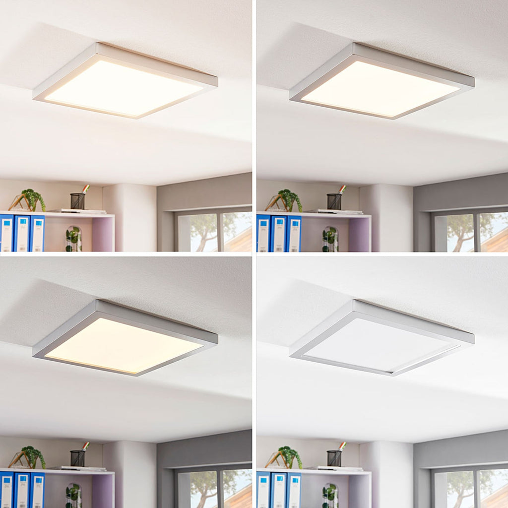 LED taklampe Solvie dimbar sølv kvadratisk detalj