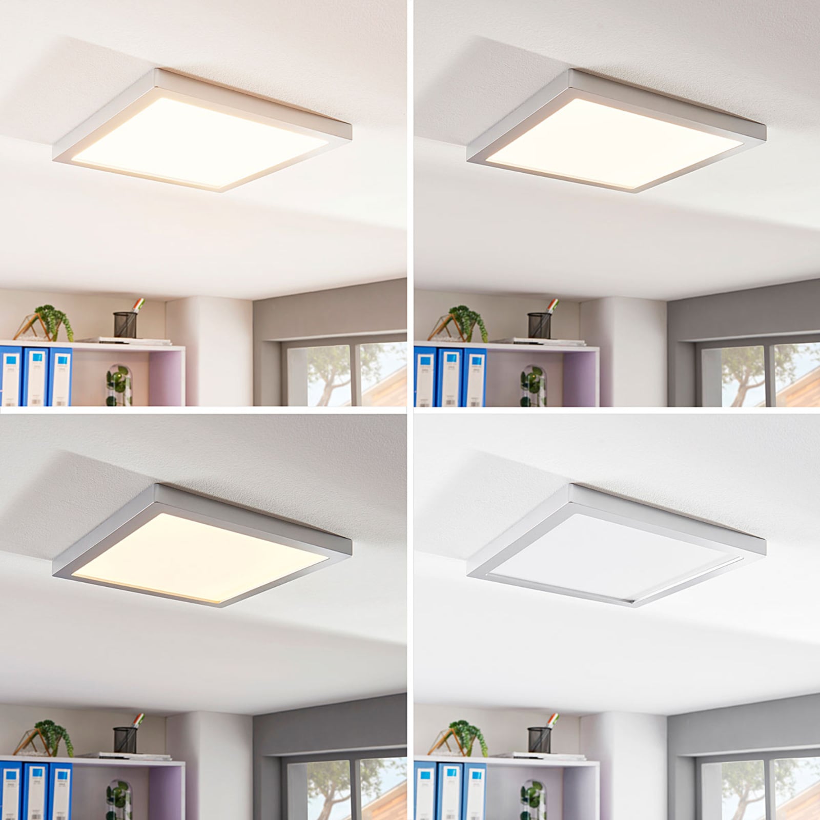 LED taklampe Solvie dimbar sølv kvadratisk detalj