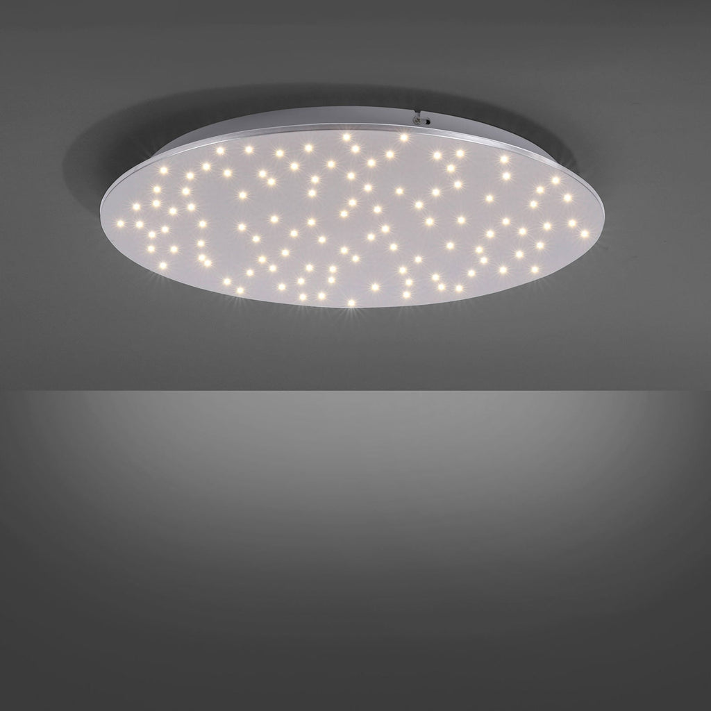 Nærbilde av metalloverflate på LED taklampe Sparkle CCT dimbar stål Ø48 cm