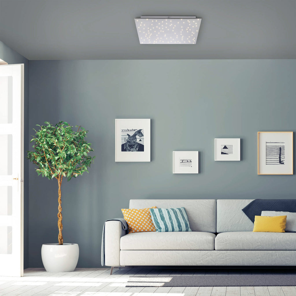 LED taklampe Sparkle CCT dimbar stål 45x45 cm bakside