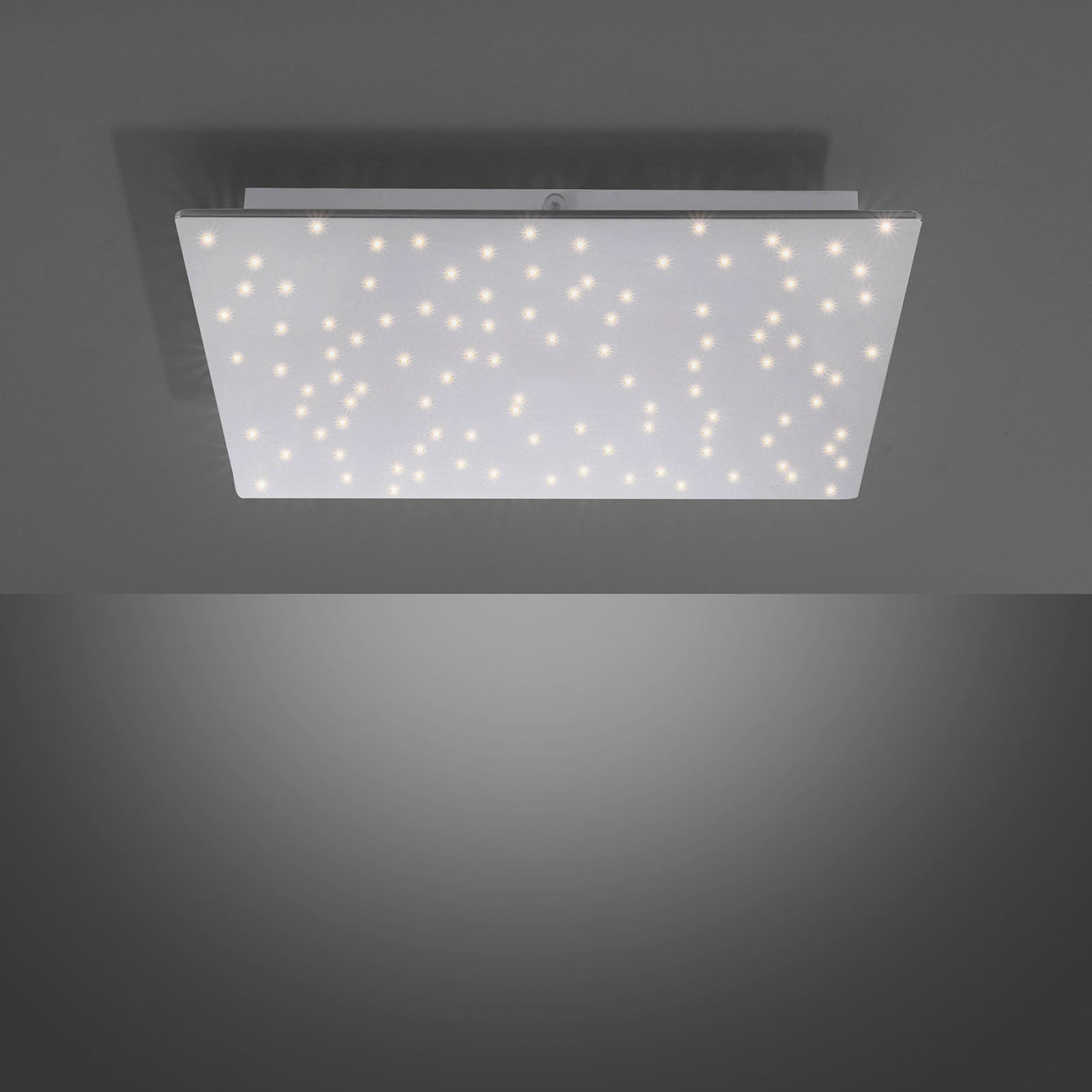 LED taklampe Sparkle CCT dimbar stål 45x45 cm nærbilde av metalloverflate