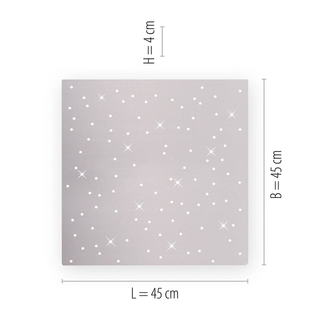 LED taklampe Sparkle CCT dimbar stål 45x45 cm lys i universal hvit