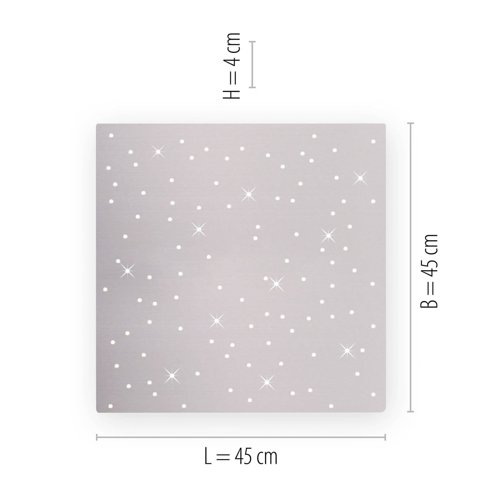 LED taklampe Sparkle CCT dimbar stål 45x45 cm lys i universal hvit
