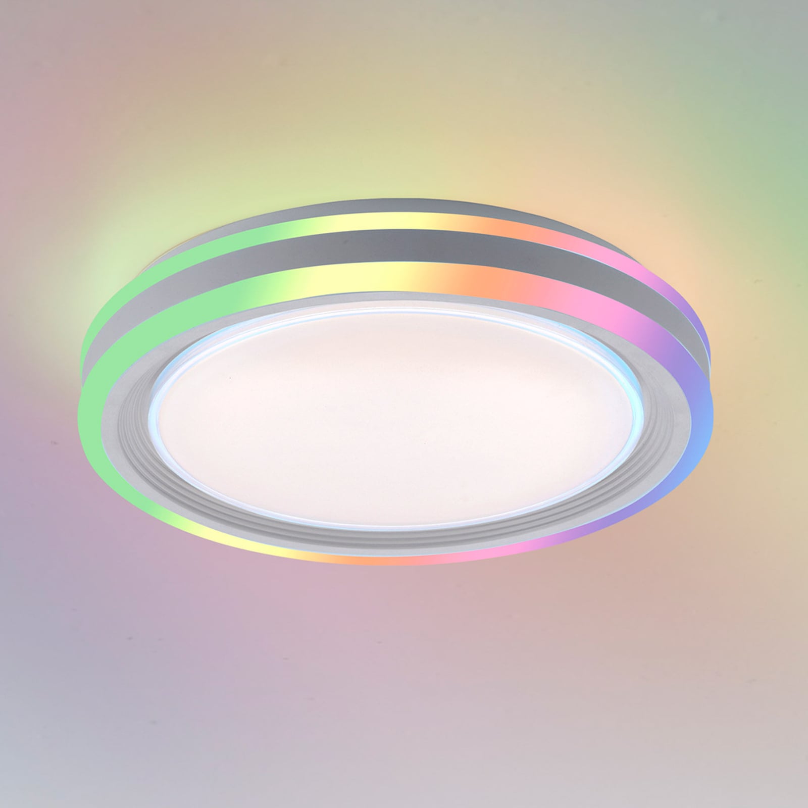 LED taklampe Spheric CCT RGB dimbar Ø40 cm hvit forfra