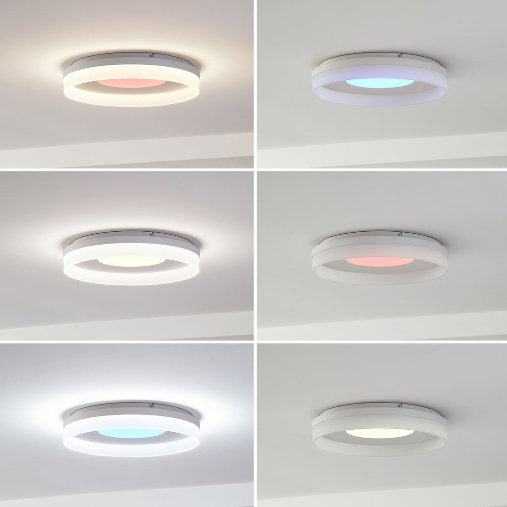 LED taklampe Squillo dimbar RGBW CCT Tuya Ø50 cm hvit appstyring