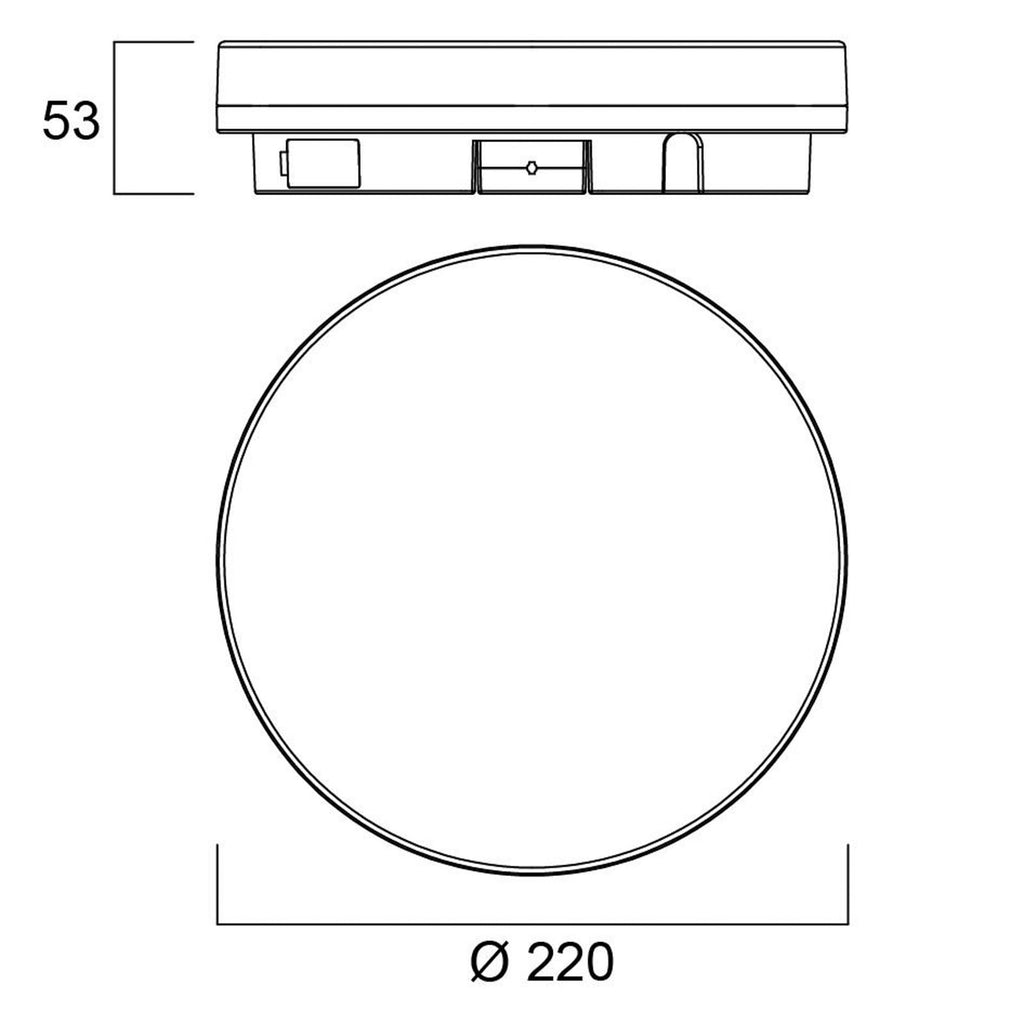 LED taklampe Start Surface Slim dimbar Ø22 cm IP54 fra Sylvania montert på vegg