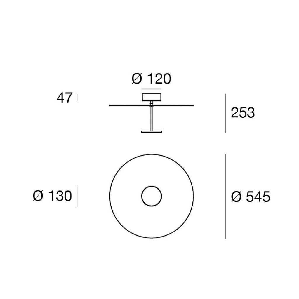 LED taklampe Stilo_S hvit Ø55 cm dimbar montert i rom