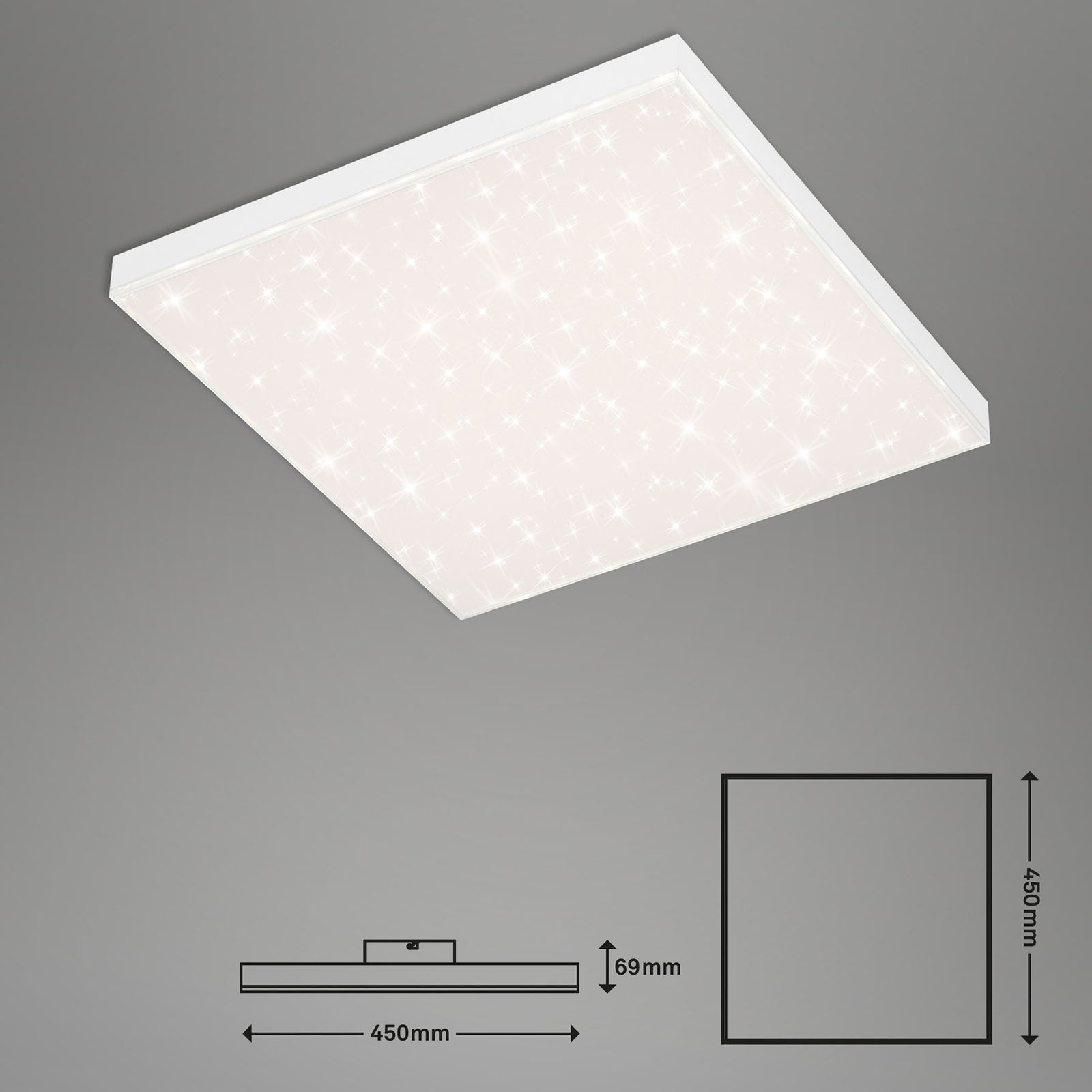 LED taklampe stjernehimmel 45x45 cm 24W CCT fjernkontroll Briloner montert i tak