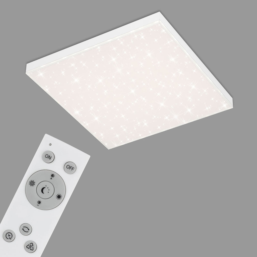 LED taklampe stjernehimmel 45x45 cm 24W CCT fjernkontroll Briloner lysdetalj