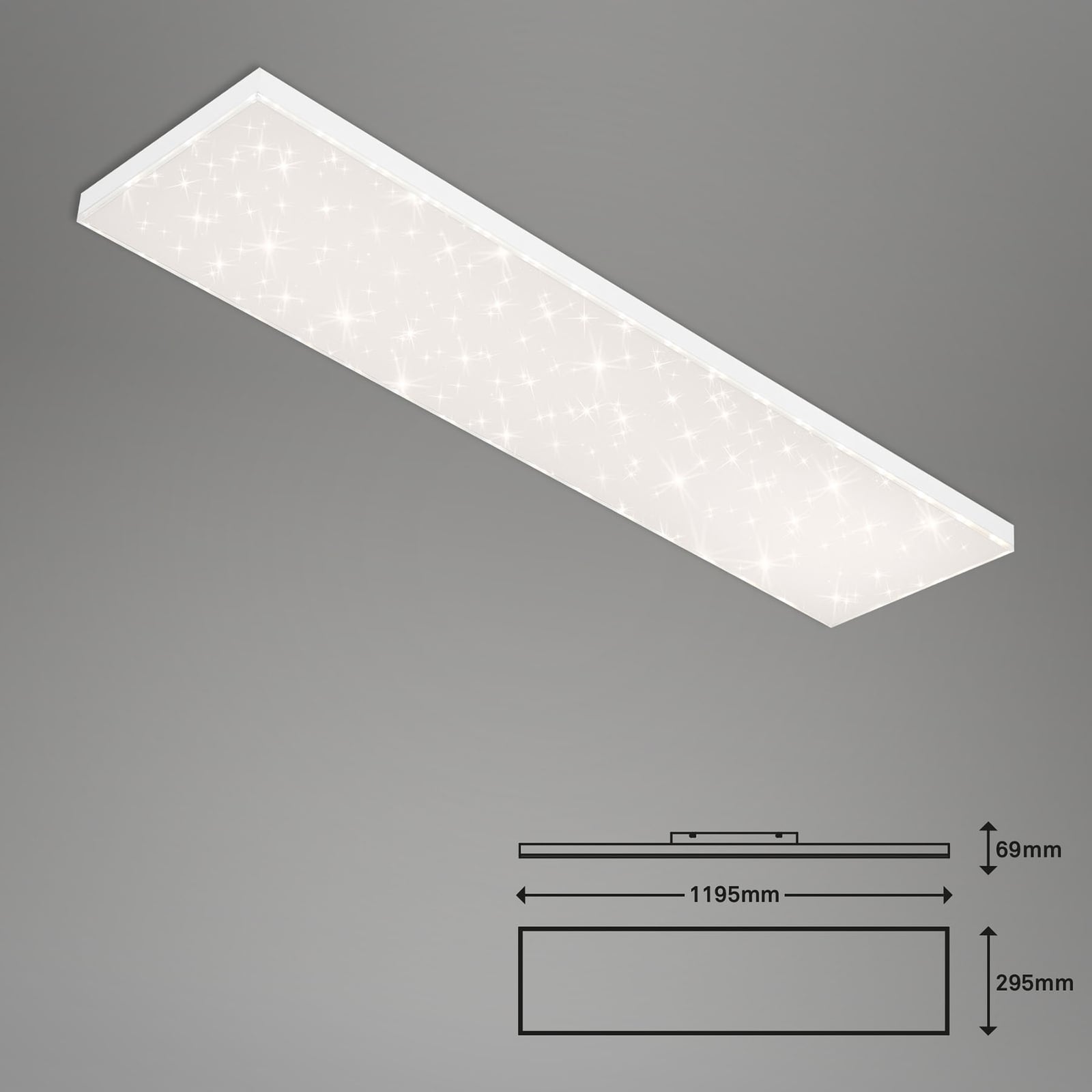 LED taklampe stjernehimmel CCT dimbar 120x30 cm med fjernkontroll detalj