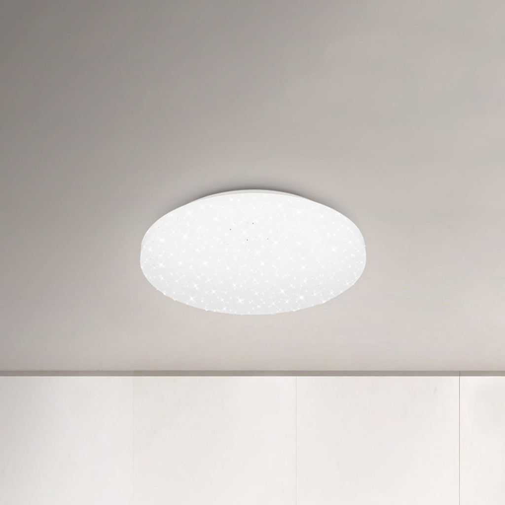 LED taklampe stjernehimmel hvit plast IP44 Ø28 cm 12W - forfra