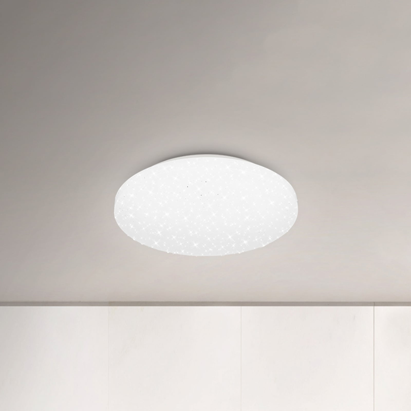 LED taklampe stjernehimmel hvit plast IP44 Ø28 cm 12W - forfra