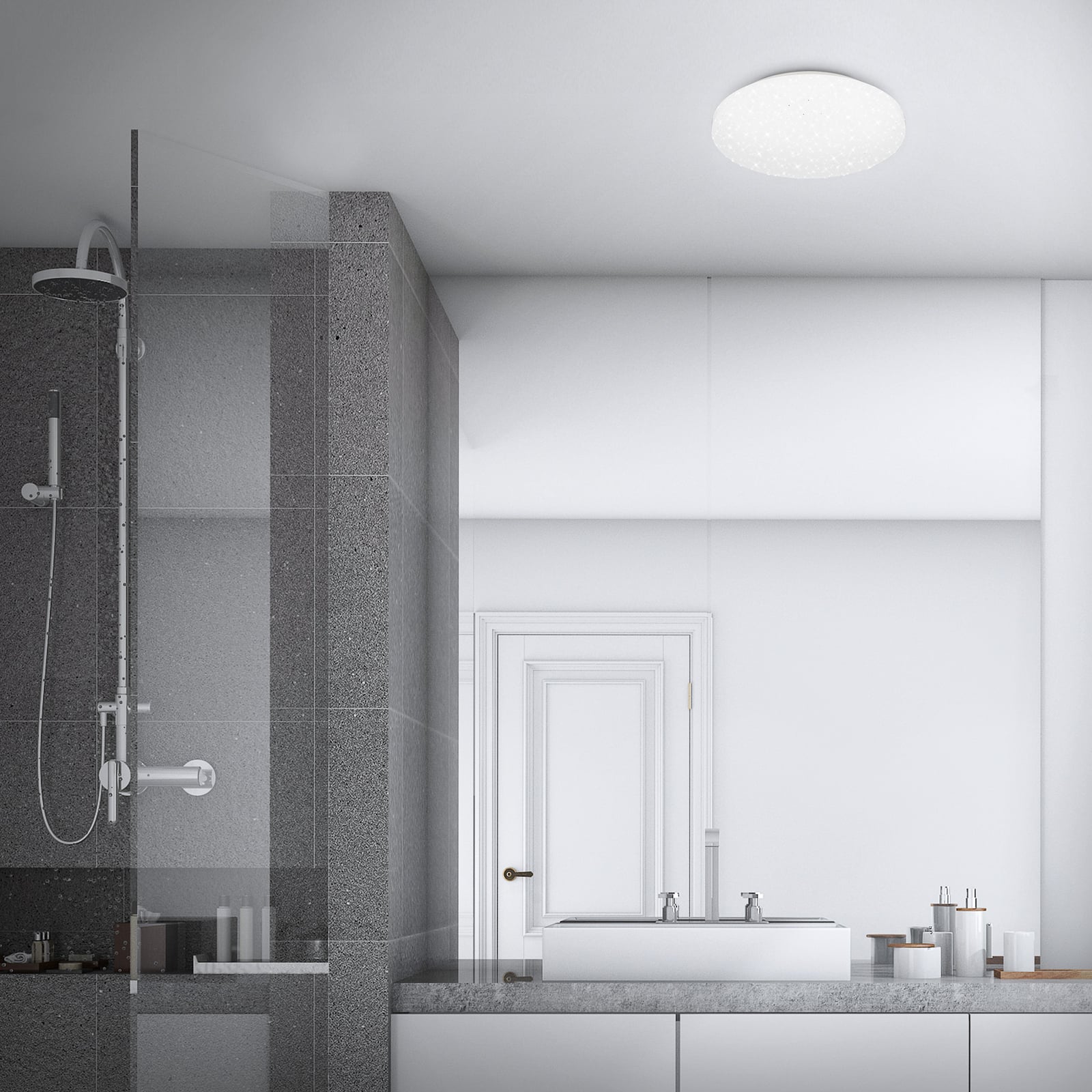 LED taklampe stjernehimmel hvit plast IP44 Ø28 cm 12W - bakside