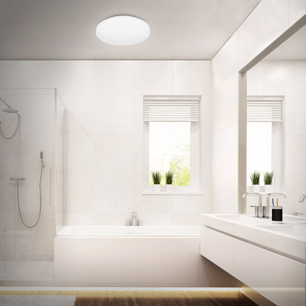 LED taklampe stjernehimmel hvit plast IP44 Ø28 cm 12W - detalj av diffusor