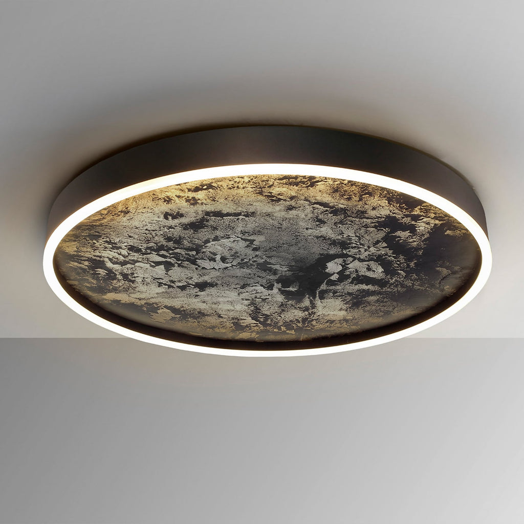 LED taklampe Stone Ø60 cm CCT svart metall akryl montert
