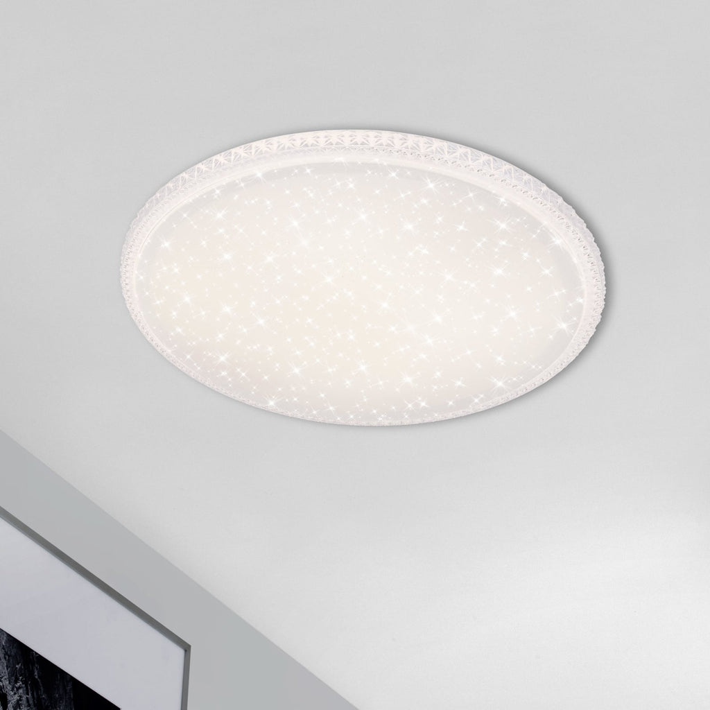 LED taklampe Style dimbar CCT Ø59 cm hvit med fjernkontroll forfra