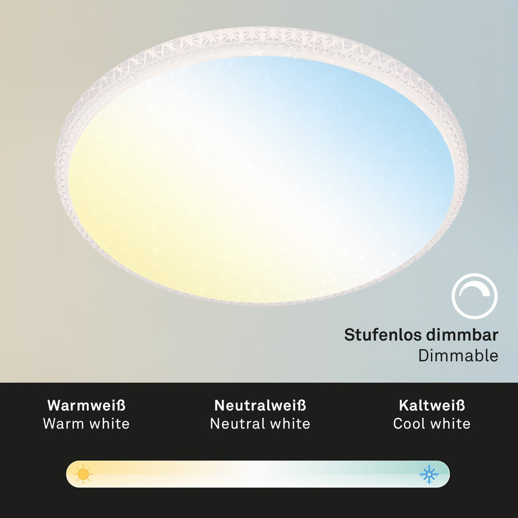 LED taklampe Style dimbar CCT Ø59 cm hvit med fjernkontroll lysdetalj
