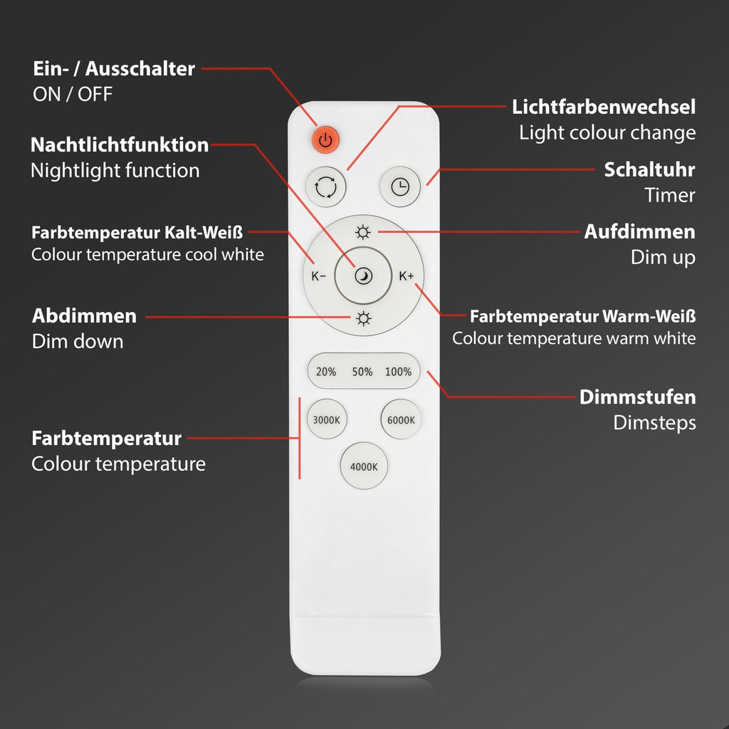 LED taklampe Style dimbar CCT Ø59 cm hvit med fjernkontroll monteringsdetalj