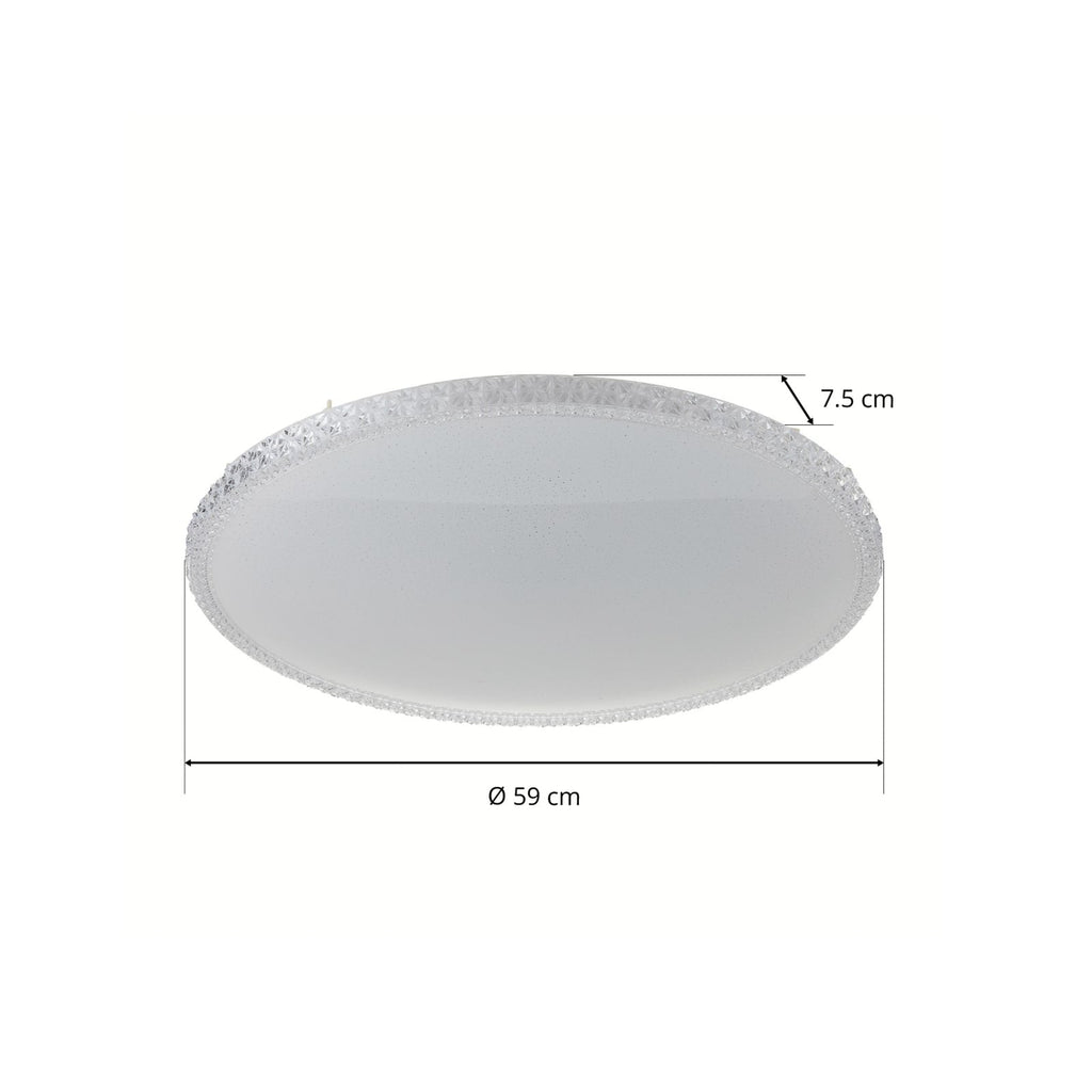 LED taklampe Style dimbar CCT Ø59 cm hvit med fjernkontroll sideprofil
