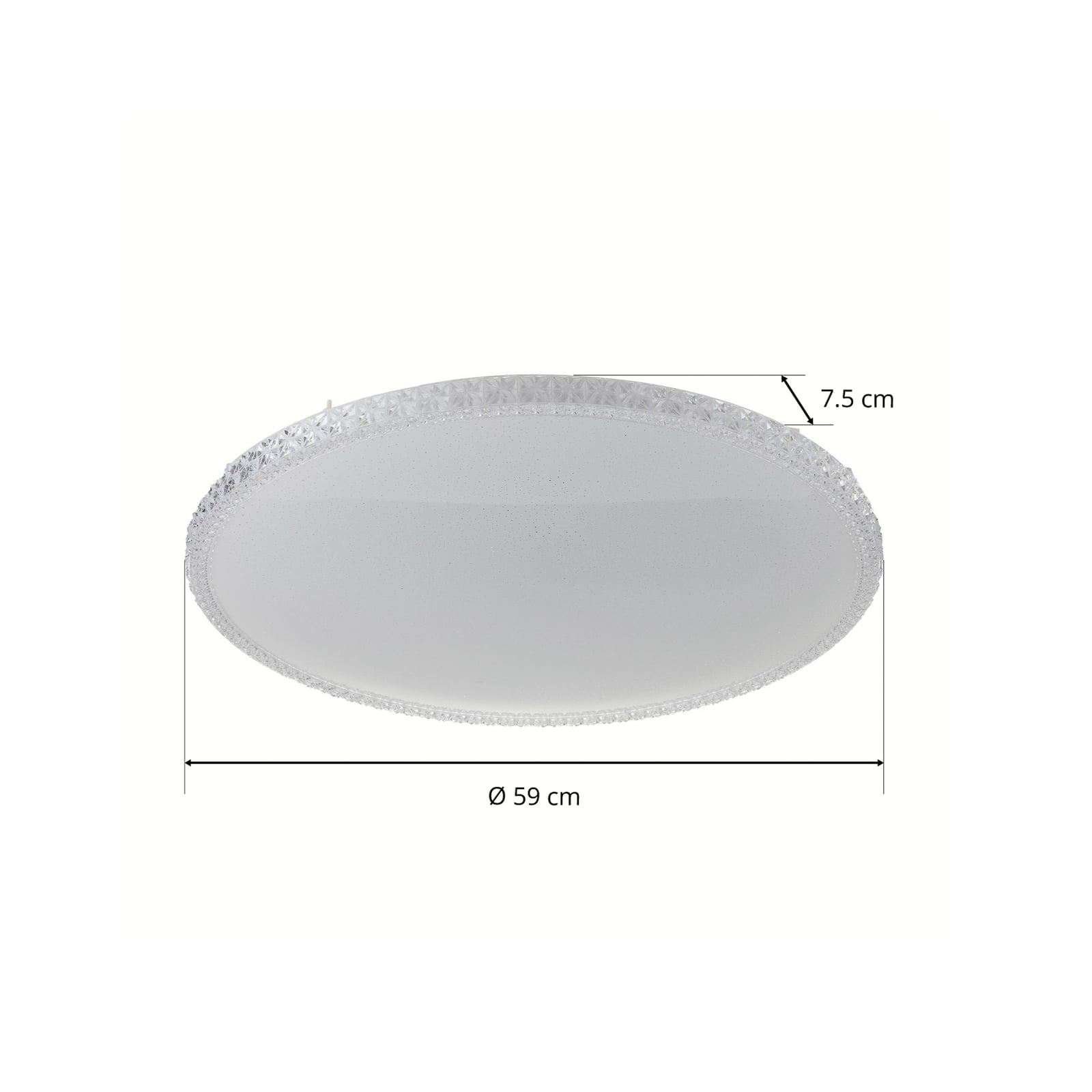 LED taklampe Style dimbar CCT Ø59 cm hvit med fjernkontroll sideprofil