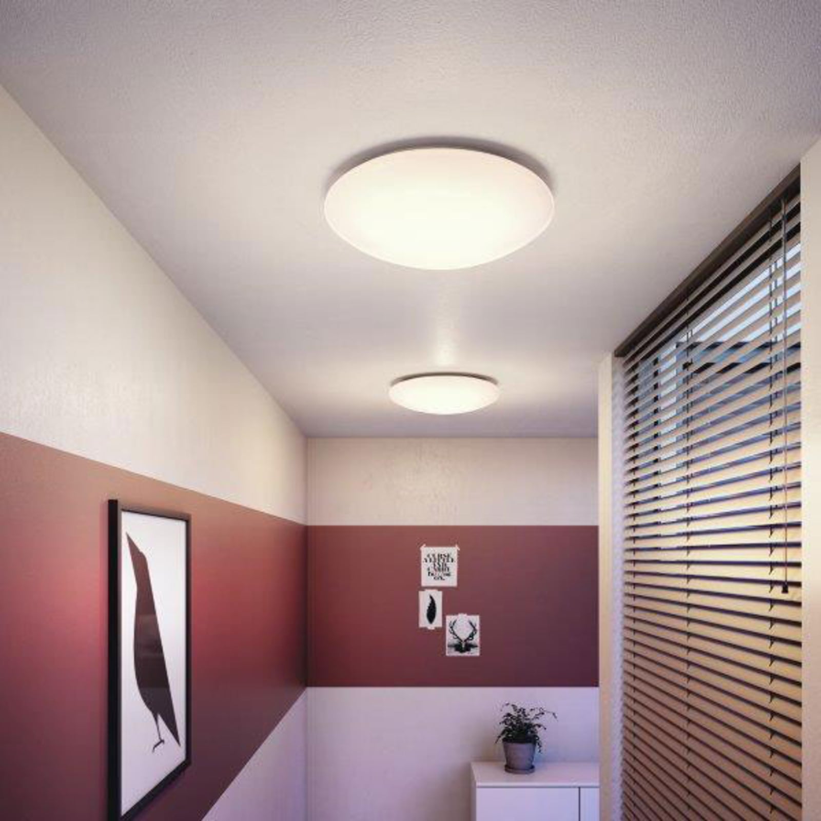 LED taklampe Suede rund Ø38 cm hvit 4000K Philips lysdetalj