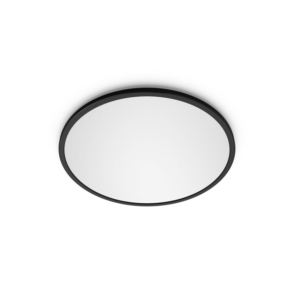 LED taklampe SuperSlim dimbar svart Ø29,5 cm IP44 Philips forfra