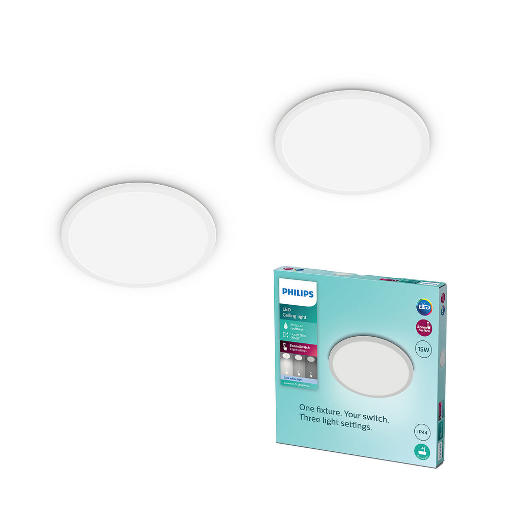 LED taklampe SuperSlim 2-pack dimbar IP44 Ø25 cm 4000K - Philips detalj