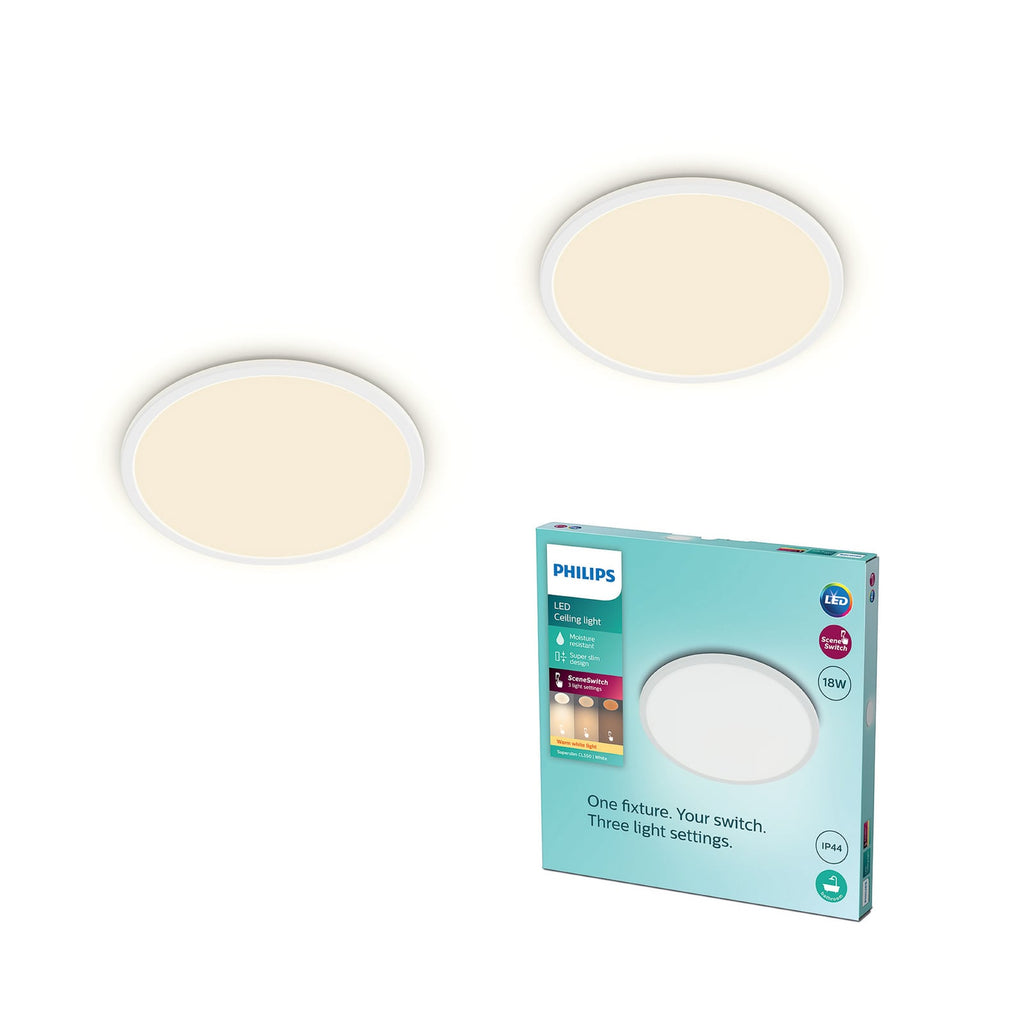LED taklampe SuperSlim 2-pack hvit IP44 Ø30 cm 18W detalj