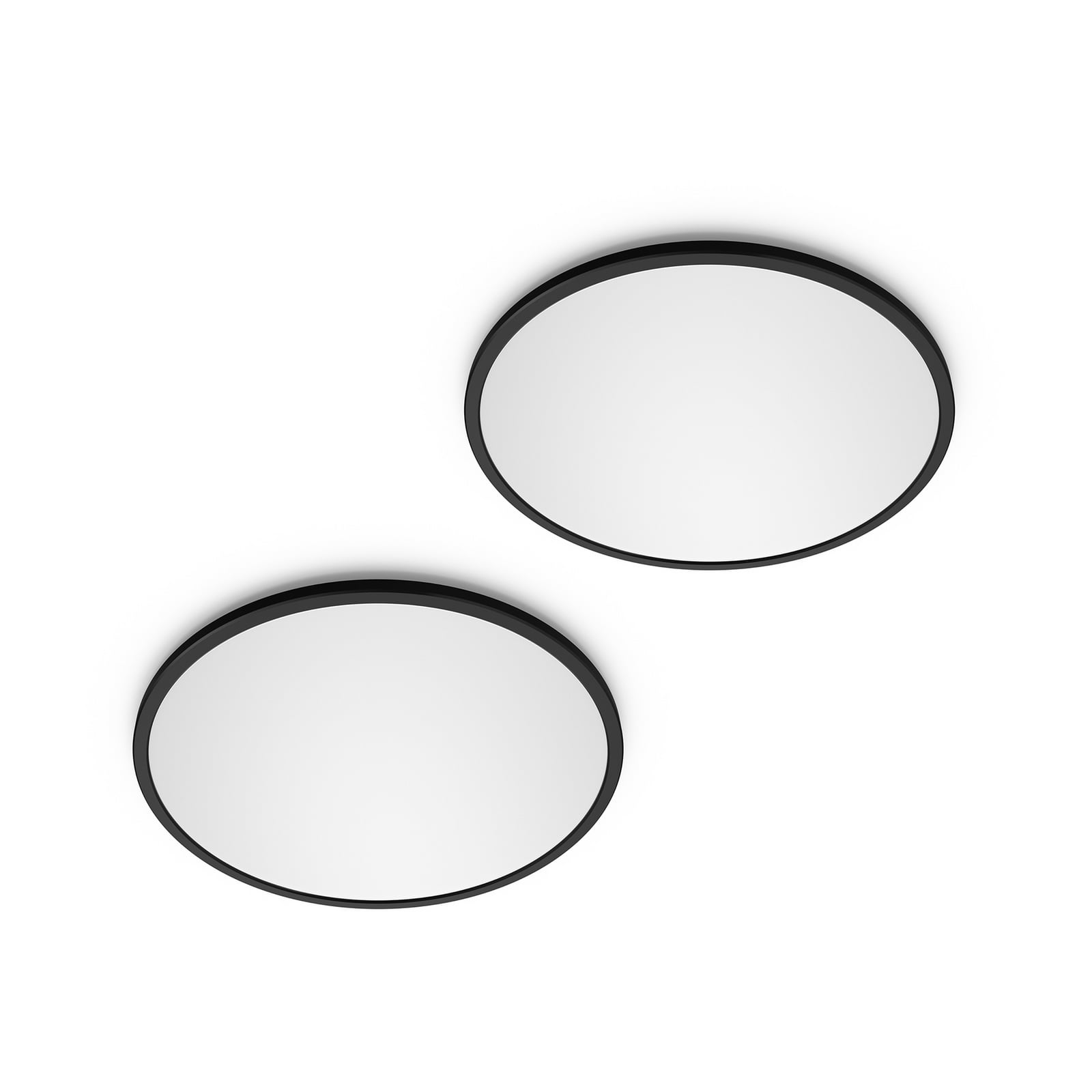 LED taklampe SuperSlim 2-pack svart dimbar Ø30 cm IP44 forfra