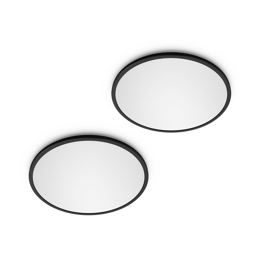 LED taklampe SuperSlim 2-pack svart Ø25 cm dimbar IP44 foran
