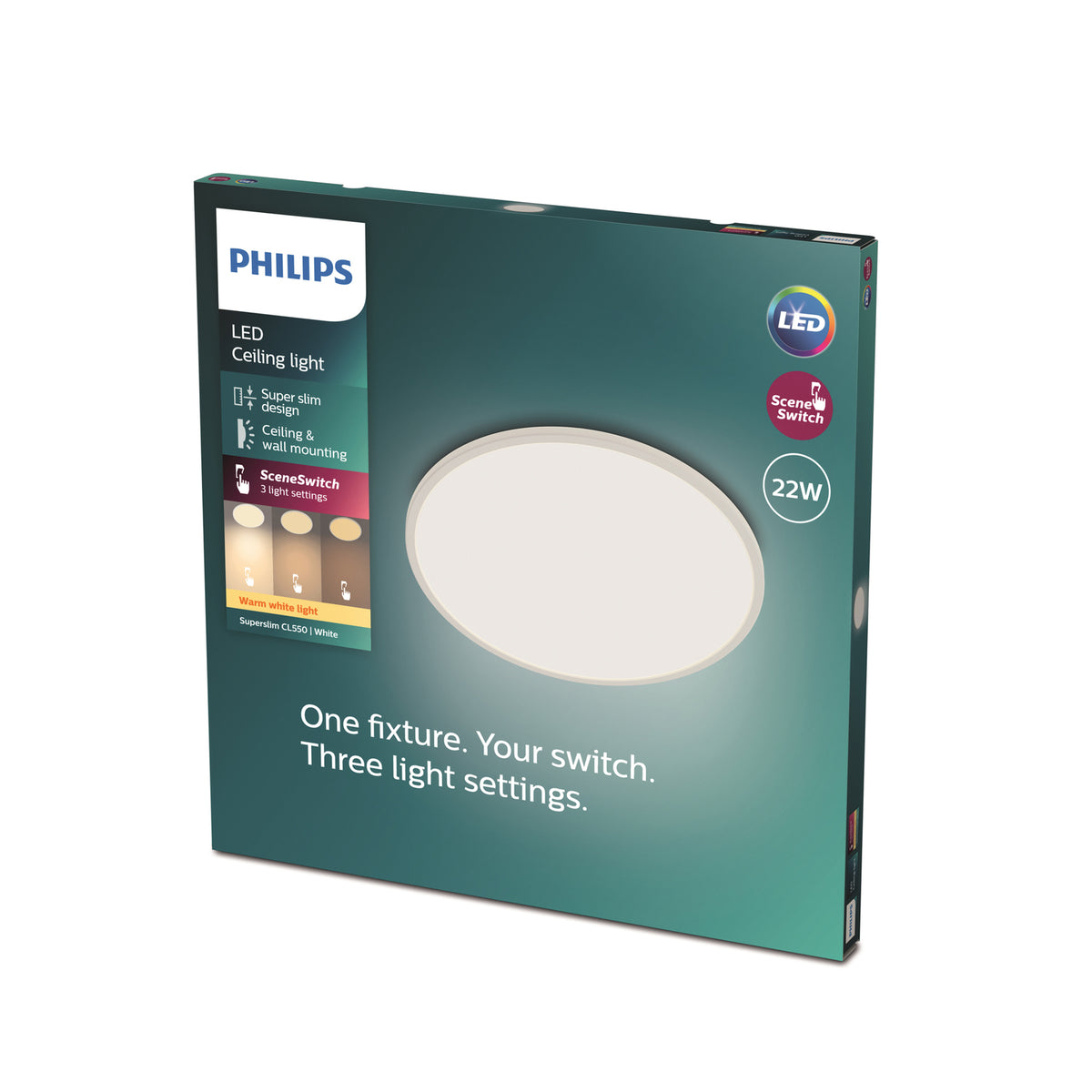 LED taklampe SuperSlim dimbar hvit Ø42 cm 2700K montert i rom