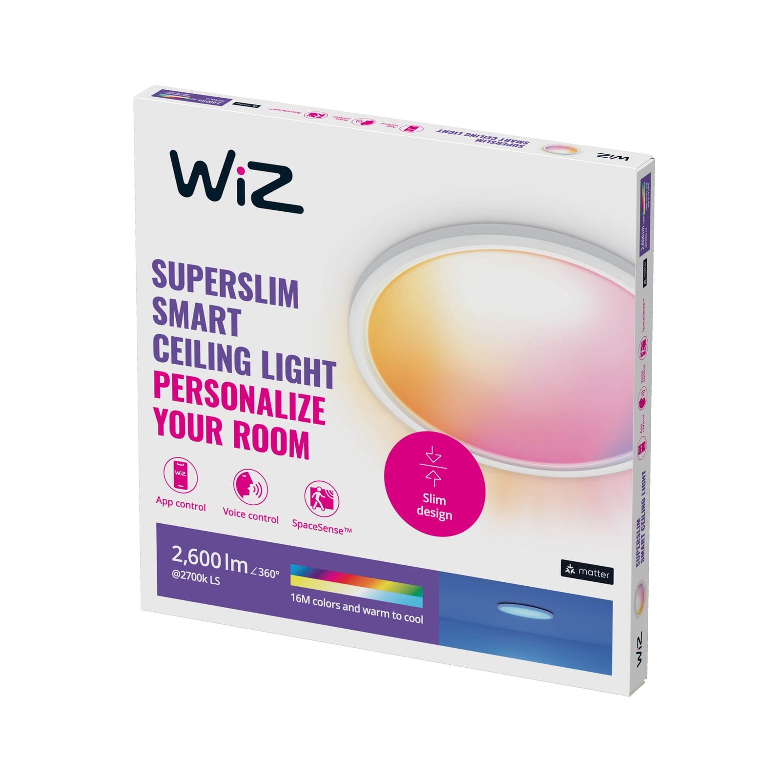 LED taklampe SuperSlim dimbar RGBW hvit Ø42 cm bakside