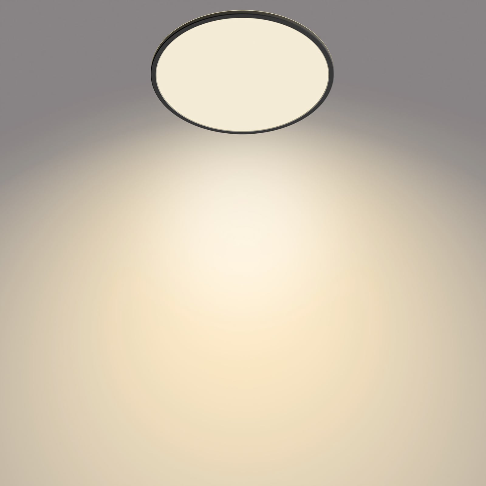 Detalj av LED taklampe SuperSlim dimbar svart Ø42 cm 22W