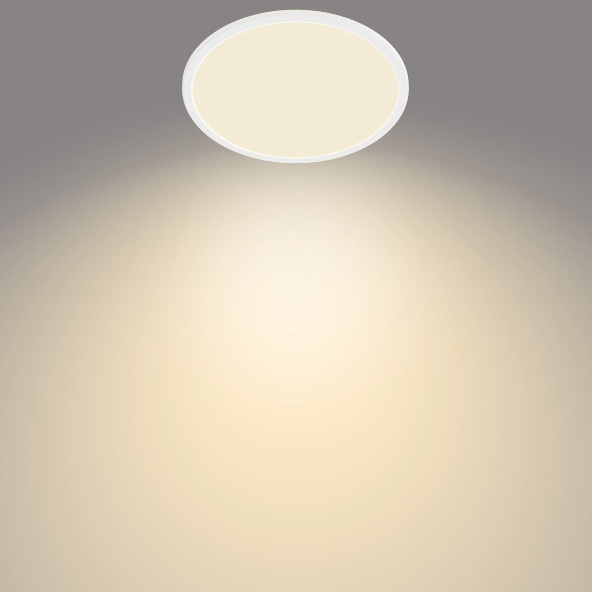 LED-taklampe SuperSlim dimbar hvit Ø29,5 cm IP44 18W Philips montert i bad