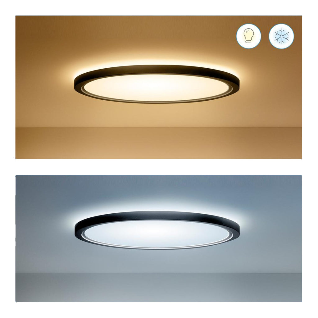 Montert LED taklampe SuperSlim RGBW dimbar Ø54 cm svart i rom